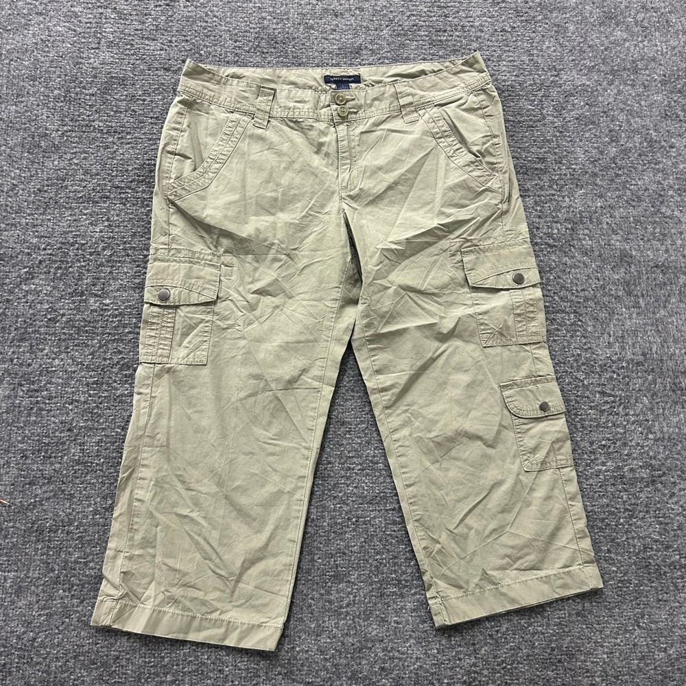 Tommy Hilfiger Cargo Pants Womens Size 8 Olive Green Cotton Capri Crop Utility